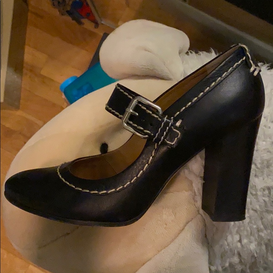 Chloe Block Heel Black Maryjane Heels Leather 37.5